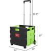 Portable Rolling Crate Handcart Shopping Trolley Collapsible Storage Tool Box with Hanging Lid, Folding Handy Carrier for Books