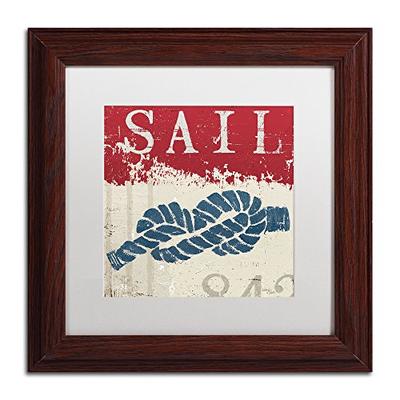 Nautical III Red Artwork by Wellington Studio Wood Frame, 11 by 11-Inch, White Matte