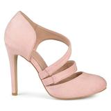Brinley Co. Womens Round Toe Faux Suede Crossover Strap High Heels Pink, 6.5 Regular US screenshot. Shoes directory of Clothing & Accessories.