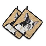 Caroline's Treasures SC9140PTHD Boston Terrier Wipe Your Paws Pair of Pot Holders, 7.5HX7.5W, Multic screenshot. Kitchen Tools directory of Home & Garden.