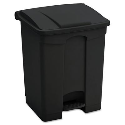 Safco Products Plastic Step-On Trash Can 9923BL, Black, Hands-free Disposal, 23-Gallon Capacity