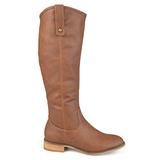 Brinley Co. Womens Faux Leather Regular, Wide Extra Wide Calf Mid-Calf Round Toe Boots Brown, 5.5 Re screenshot. Shoes directory of Clothing & Accessories.