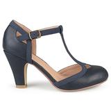 Brinley Co Womens Cut Out Round Toe T-Strap Two-Tone Matte Mary Jane Pumps Navy, 6 Wide Width US screenshot. Shoes directory of Clothing & Accessories.
