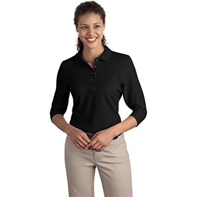 Port Authority Women's Ladies Silk Touch 3/4-Sleeve M Black