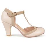 Brinley Co Womens Cut Out Round Toe T-Strap Two-Tone Matte Mary Jane Pumps Nude, 7 Wide Width US screenshot. Shoes directory of Clothing & Accessories.
