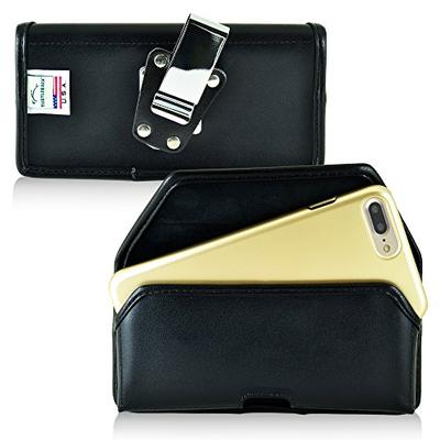 Turtleback Belt Case Compatible with Apple iPhone 8 Plus, iPhone 7 Plus Black Holster Leather Pouch
