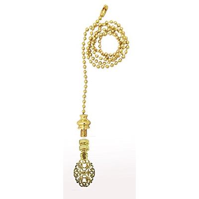 Royal Designs Fan Pull Chain with Oval Filigree Finial - Polished Brass