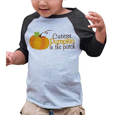 7 ate 9 Apparel Baby's Cutest Pumpkin in The Patch Thanksgiving 3T Grey Raglan