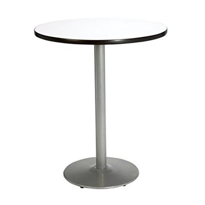 KFI Seating Round Bar Height Pedestal Table with Round Silver Base, Commercial Grade, 30-Inch, Crisp