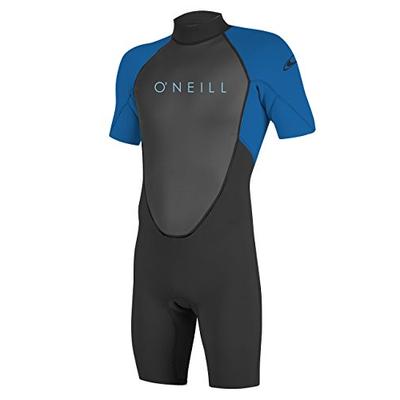O'Neill Youth Reactor-2 2mm Back Zip Short Sleeve Spring Wetsuit, Black/Ocean, 12