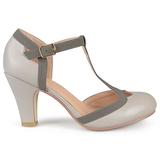 Brinley Co. Womens Cut Out Round Toe T-Strap Two-Tone Matte Mary Jane Pumps Grey, 9 Wide Width US screenshot. Shoes directory of Clothing & Accessories.