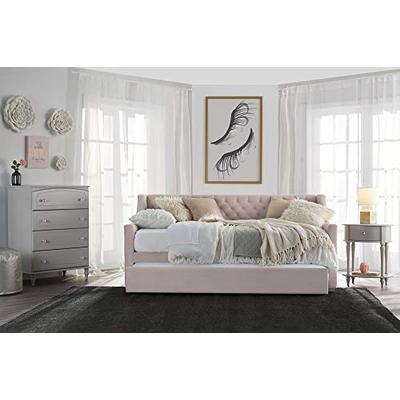 Little Seeds Ambrosia Diamond Tufted Upholstered Design Daybed and Trundle Set, Twin Size - Pink
