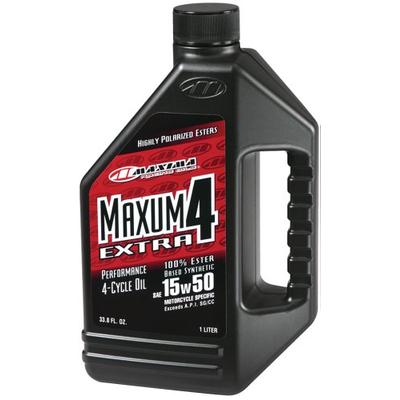 Maxima (32901) Extra4 15W-50 Synthetic 4T Motorcycle Engine Oil - 1 Liter Bottle