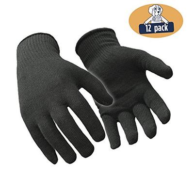 RefrigiWear Stretch Merino Wool Glove Liners, Pack of 12 Pairs (Black, Large)