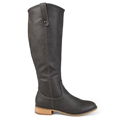 Brinley Co. Womens Faux Leather Regular, Wide and Extra Wide Calf Mid-Calf Round Toe Boots Grey, 7.5