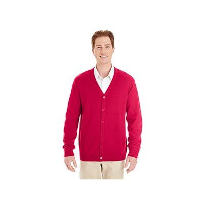 Harriton Mens Pilbloc V-Neck Button Cardigan Sweater (M425) -RED -S