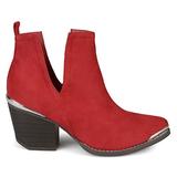 Brinley Co. Womens Faux Suede Stacked Wood Heel Metal Detail Side Slit Booties Red, 12 Regular US screenshot. Shoes directory of Clothing & Accessories.