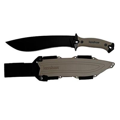 Kershaw Camp 10 - Tan Machete (1077TAN); Black Powdercoated 65 Mn Stainless Steel Fixed Blade; Full