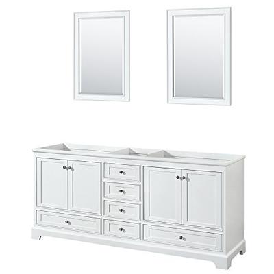 Wyndham Collection Deborah 80 inch Double Bathroom Vanity in White, No Countertop, No Sinks, and 24