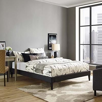 Modway MOD-5900-BLK Tessie Vinyl Bed Frame with Squared Tapered Legs King Black