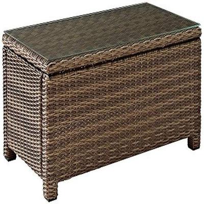 Crosley Furniture Bradenton Outdoor Wicker Conversation Table with Glass Top - Weathered Brown