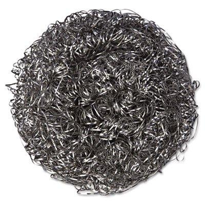 KURLY KATE, Stainless Steel Scrubber, Large, 4 x 1 1/2, Steel Gray, 12/Carton