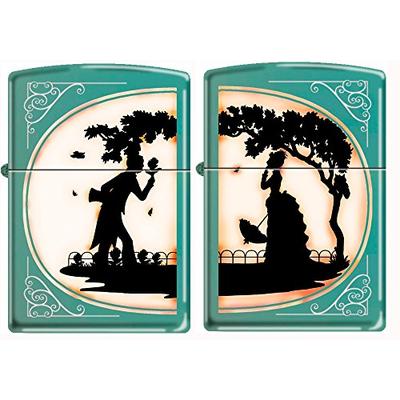 Zippo His And Hers 2 Lighter Set, Victorian Silhouette (Both Lighters Together)