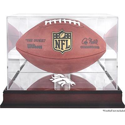 Denver Broncos Mahogany Football Logo Display Case and Mirror Back