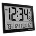 Marathon CL030062BK Slim Atomic Wall Clock with Jumbo Display, Calendar, Indoor Temperature & Humidi