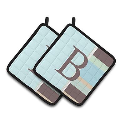 Caroline's Treasures CJ1003-BPTHD Letter B Initial Monogram - Blue Stripes Pair of Pot Holders, 7.5H