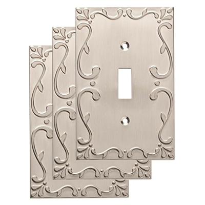 Franklin Brass W35070V-SN-C Classic Lace Single Switch Wall Plate/Switch Plate/Cover (3 Pack), Satin