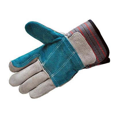 G & F 5215L-5 Premium Suede Double Palm & INDEX Finger Work Gloves with 2 & 1/2 Rubberized SAFETY Cu