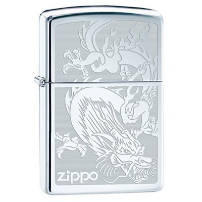 Zippo Lighter: Dragon, Engraved - High Polish Chrome