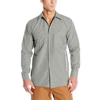 Red Kap Men's Industrial Work Shirt, Regular Fit, Long Sleeve, Light Grey Medium