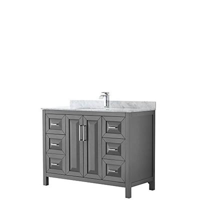 Wyndham Collection Daria 48 inch Single Bathroom Vanity in Dark Gray, White Carrara Marble Counterto