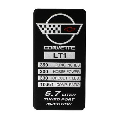 C4 Corvette 1992 LT1 Engine ID Spec Metal Data Plate Emblem