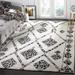 Black/White 96 x 0.67 in Area Rug - Dakota Fields Bannon Southwestern Hand Knotted Ivory/Black Area Rug Viscose/Cotton | 96 W x 0.67 D in | Wayfair