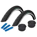 Schwalbe Energizer Plus Set: 2 x Bicycle Tyres for E-Bikes 47-622 (28 x 1.75) + 2 x Tubes AV 17 with Auto Valve + Tyre Lever