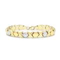 CARISSIMA Gold Women's 9 ct 2 Colour Gold with Square Diamond Cut Hugs and Kisses Bracelet of Length 19 cm/7.5 inch