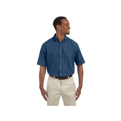 Harriton Men's 6.5 oz. Short-Sleeve Denim Shirt M Dark Denim