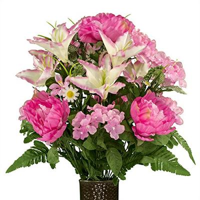 Pink Peonies and Hydrangea with Lilies, featuring the Stay-In-The-Vase Design(C) Flower Holder (MD19