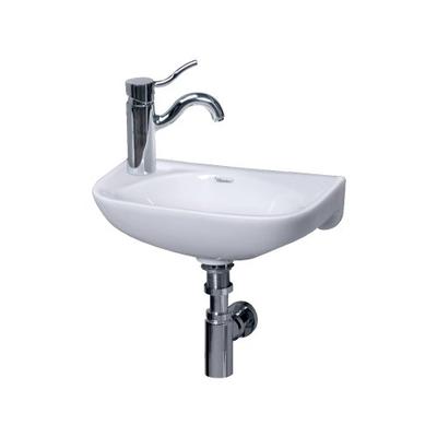 Whitehaus WH1-102L-WH Isabella 16-1/4-Inch Small Wall-Mount Lavatory Basin with Center Drain and Lef