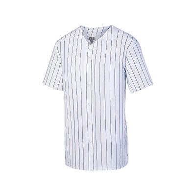 Augusta Sportswear Men's Pinstripe Full Button Baseball Jersey XL White/Navy