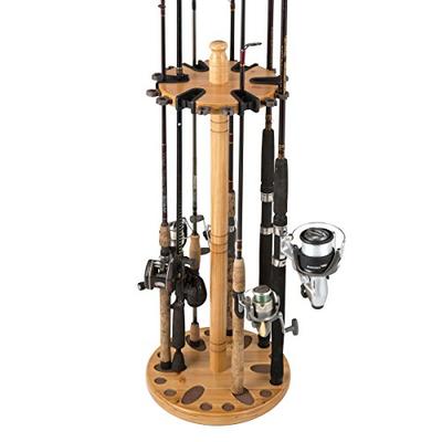 Rush Creek Creations Round 24 Fishing Rod Rack with Dual Rod Clips - No Tool Assembly - Water Resist