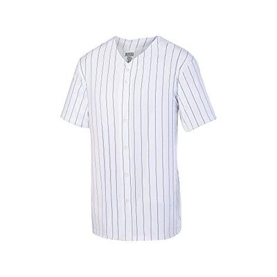 Augusta Sportswear Men's Pinstripe Full Button Baseball Jersey L White/Royal