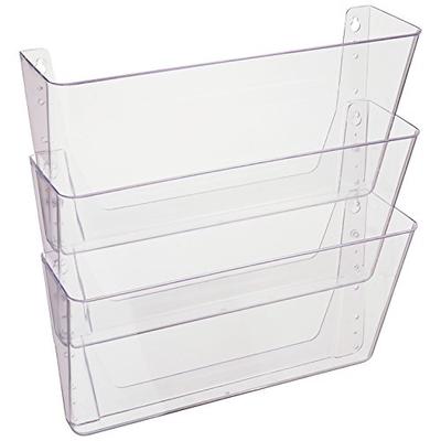 Deflecto DocuPocket, Wall File Organizer, Stackable, Letter Size, Clear, Set of 3, 13"W x 7"H x 4"D