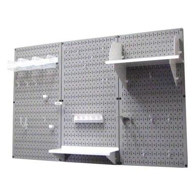Wall Control 30-WRK-400 GW Pegboard Organizer 4' Metal Standard Tool Storage Kit with Gray Tool Boar
