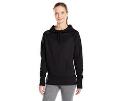 Hanes Women's Sport Performance Fleece Pullover Hoodie, Black Solid/Black Heather, M