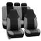 FH Group Universal Fit Full Set High Back Royal Seat Cover - PU Leather (Gray/Black) (Airbag Compati