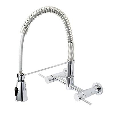 Kingston Brass GS8281DL Concord 8-Inch Center Set Wall Mount Double Handle Pull Down Kitchen Faucet,